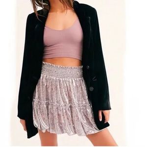 Free People In A Bubble Satin Mini Skirt